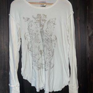 Morphine Generation White Long Sleeve thermal with Silver Crest, Size L